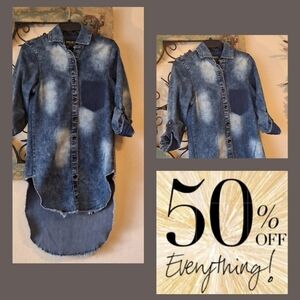 Thrill Blue Denim Long Sleeve Dress. NWOT Excellent Condition Size Medium